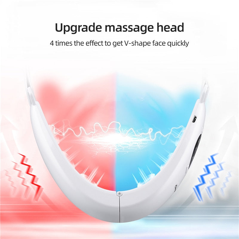 V-Line Lift Up Belt Chin Lift Belt Machine showcasing red and blue LED lights for facial rejuvenation and skin tightening.