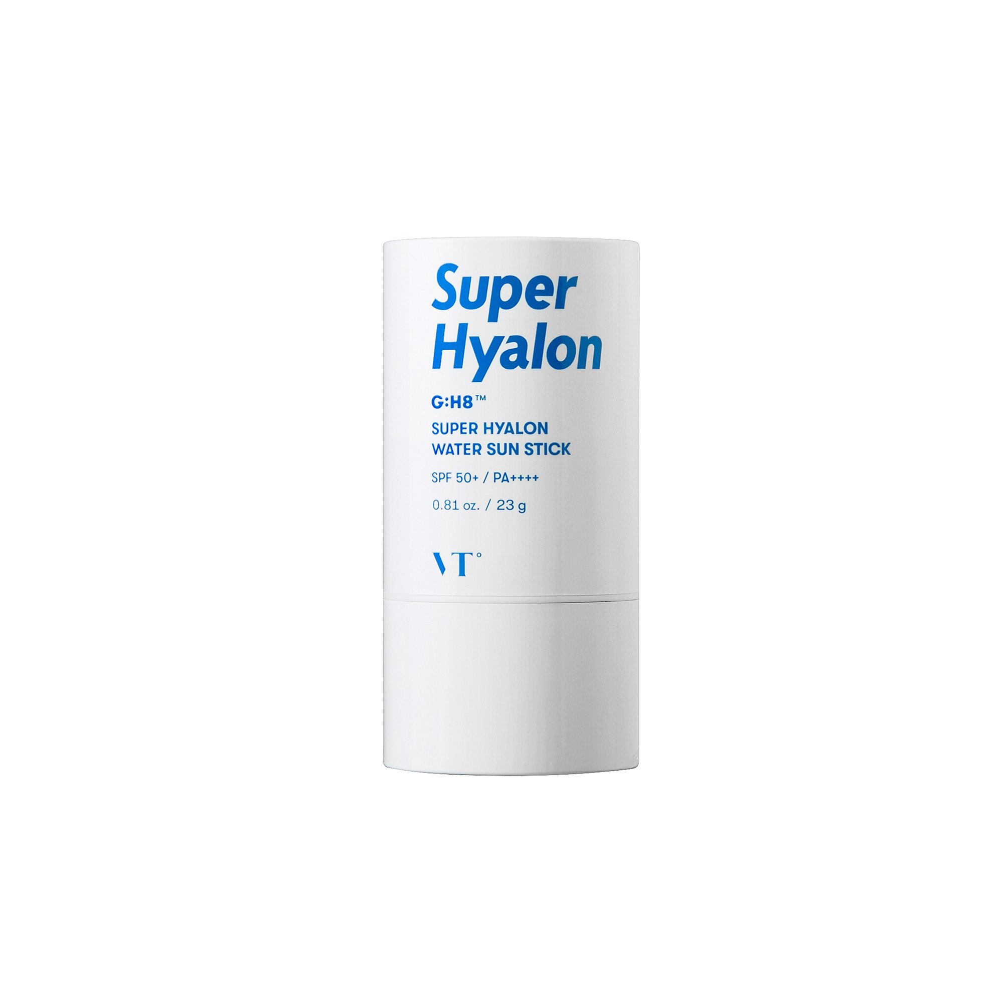 VT SUPER HYALON WATER SUN STICK, a lightweight sunscreen stick with SPF50+ PA++++, designed for easy application and hydration.