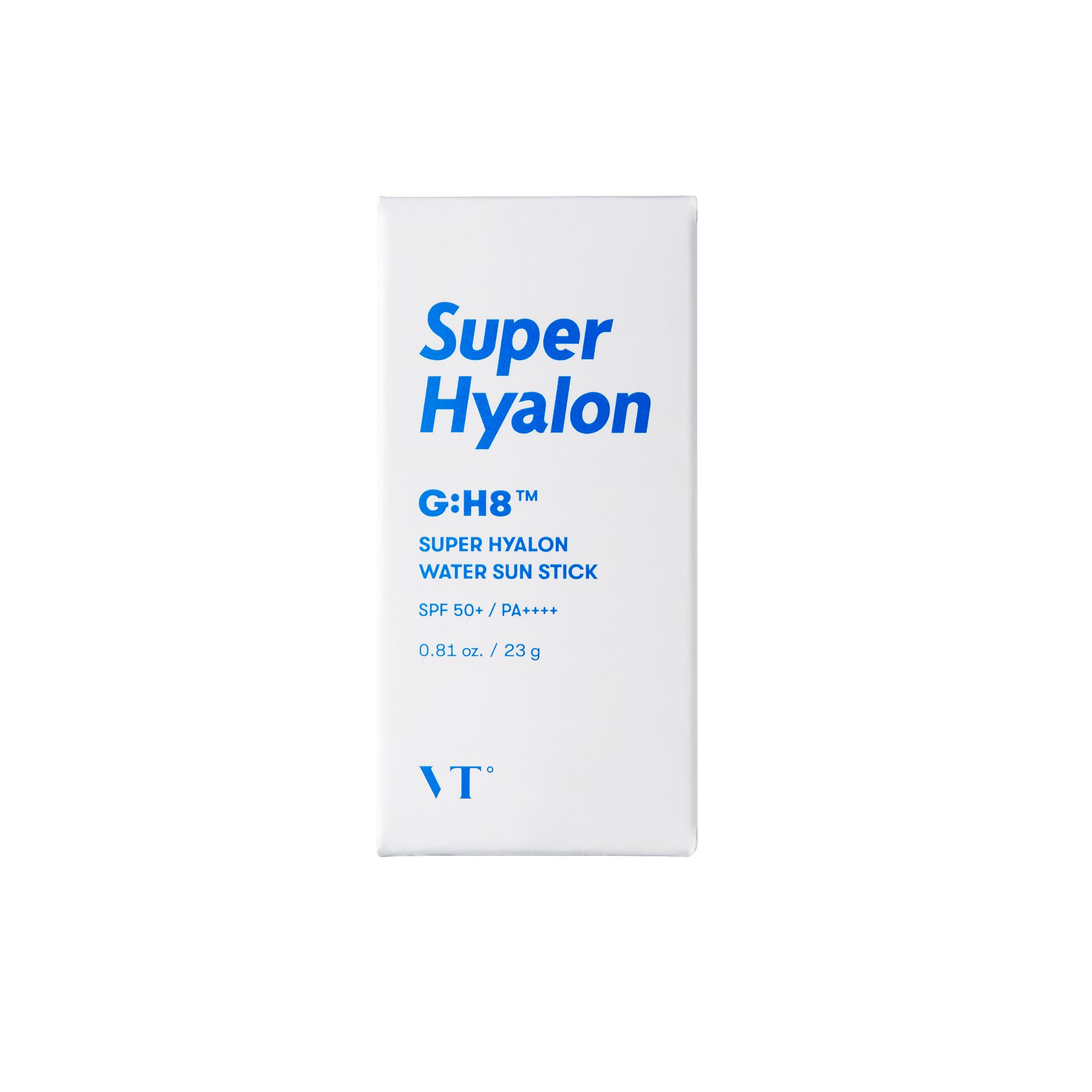 VT SUPER HYALON WATER SUN STICK, a lightweight sunscreen stick with SPF50+ PA++++, designed for easy application and hydration.