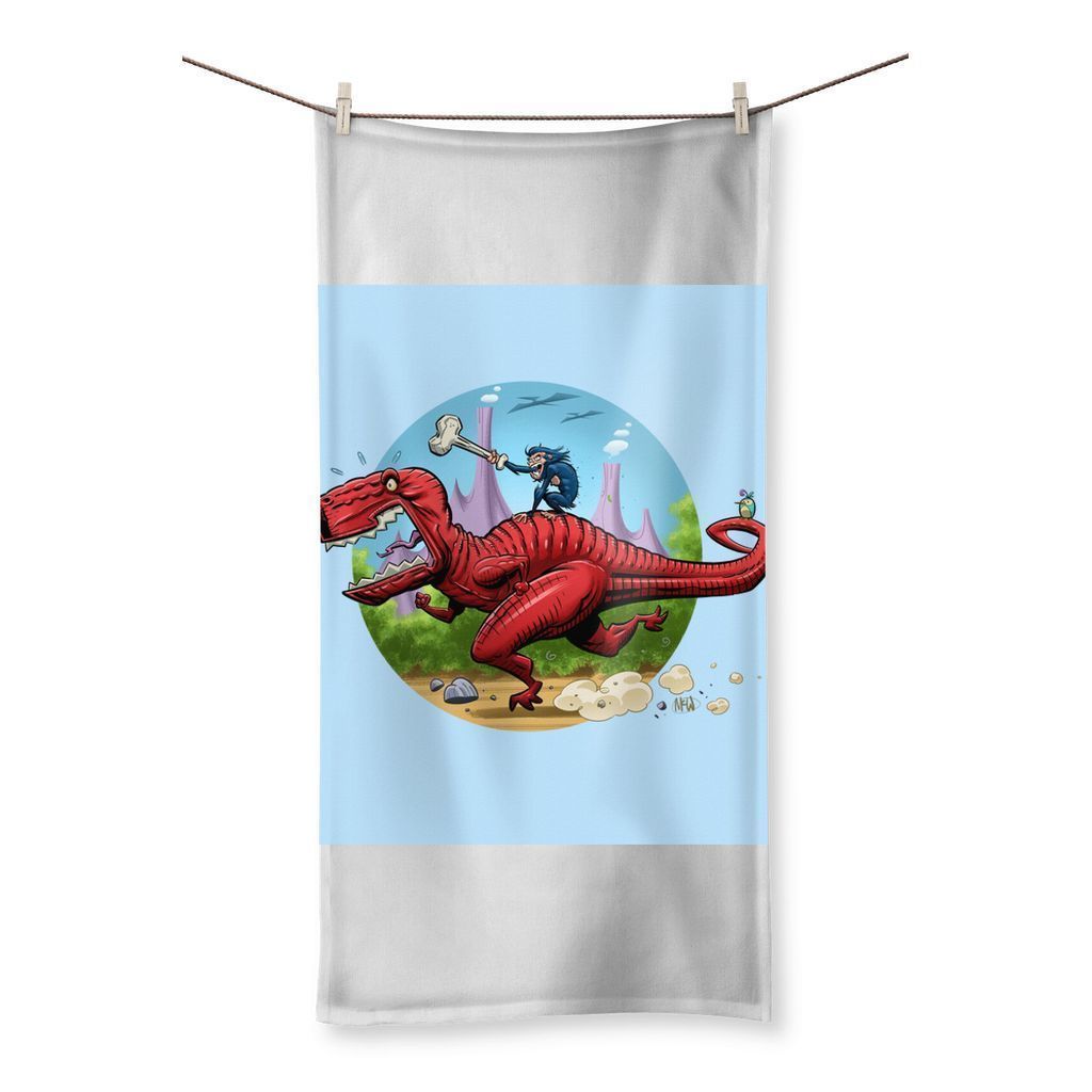 A vibrant microfiber beach towel featuring a colorful design on one side and a soft terry towelling loop on the reverse, ideal for beach and gym use.