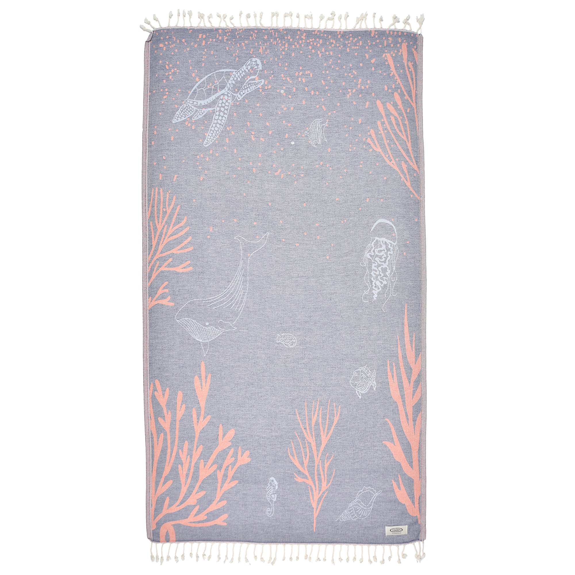 Exclusive Deep Blue Peshtemal Beach Towel made of 100% cotton, featuring a tight woven design for absorbency and sand repellent properties.