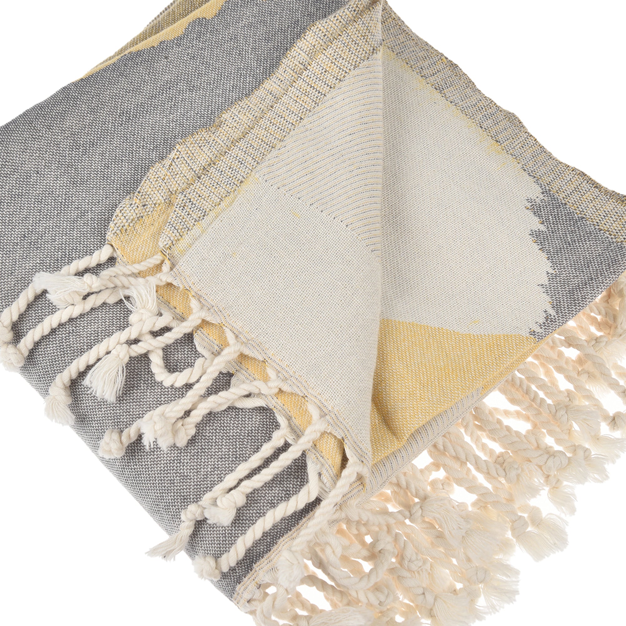 Exclusive Desert Sun Peshtemal Pure Cotton Throw Blanket, showcasing its vibrant colors and soft texture, perfect for beach or home use.