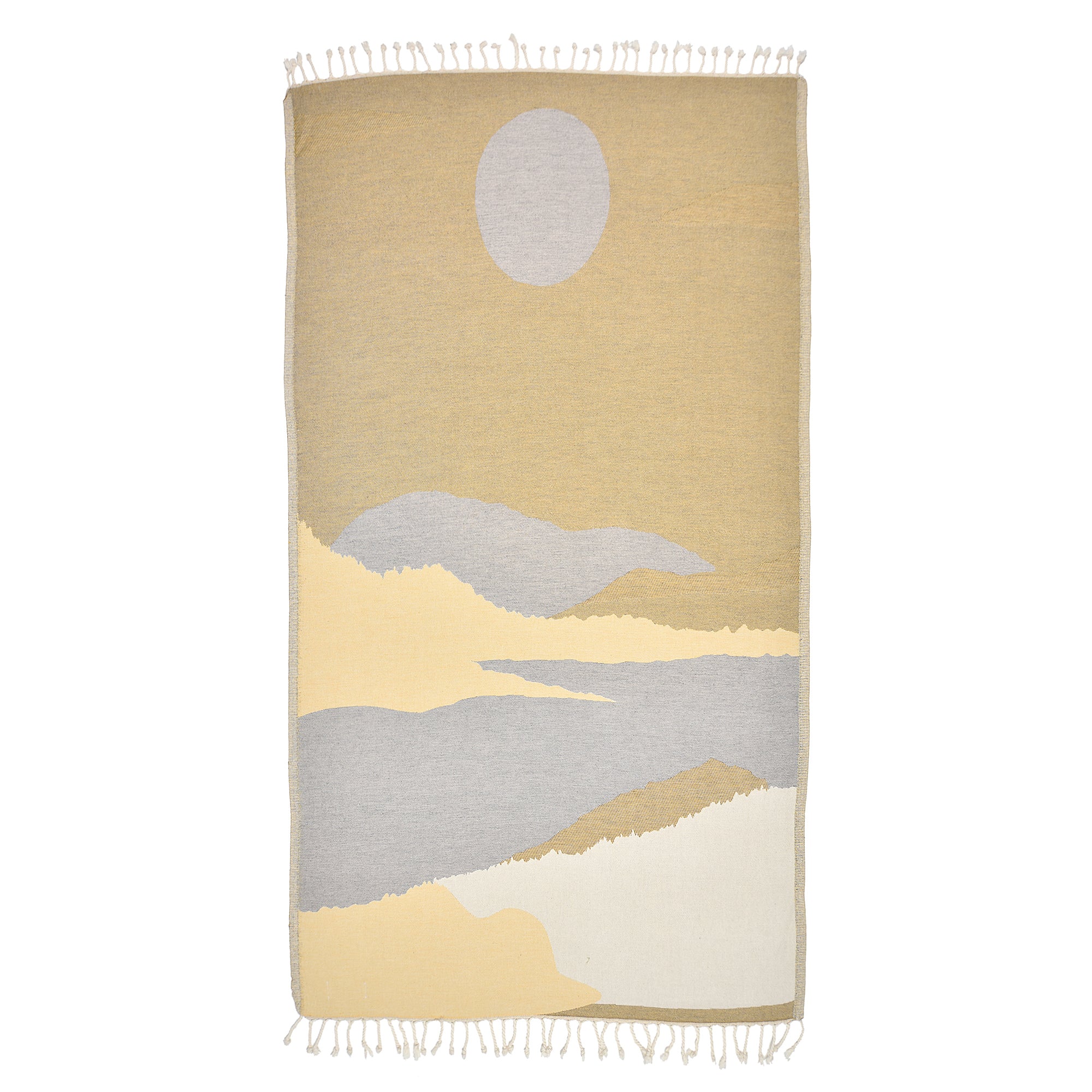 Exclusive Desert Sun Peshtemal Pure Cotton Throw Blanket, showcasing its vibrant colors and soft texture, perfect for beach or home use.