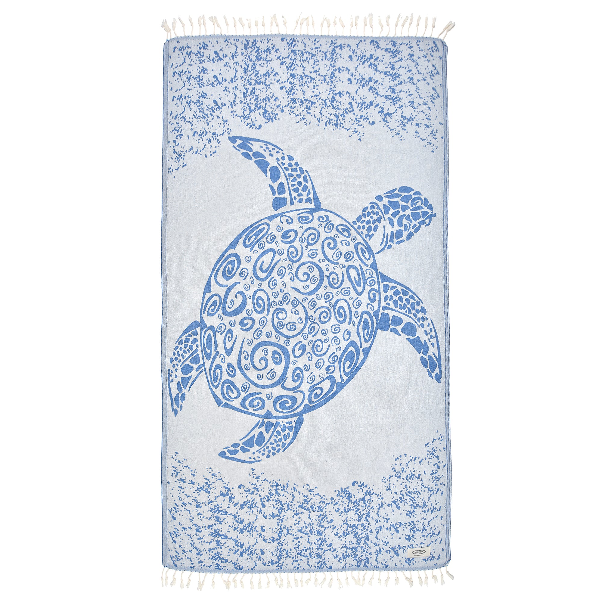 Exclusive Giant Turtle Peshtemal Pure Cotton Beach Towel, featuring a vibrant turtle design, perfect for beach and outdoor use.