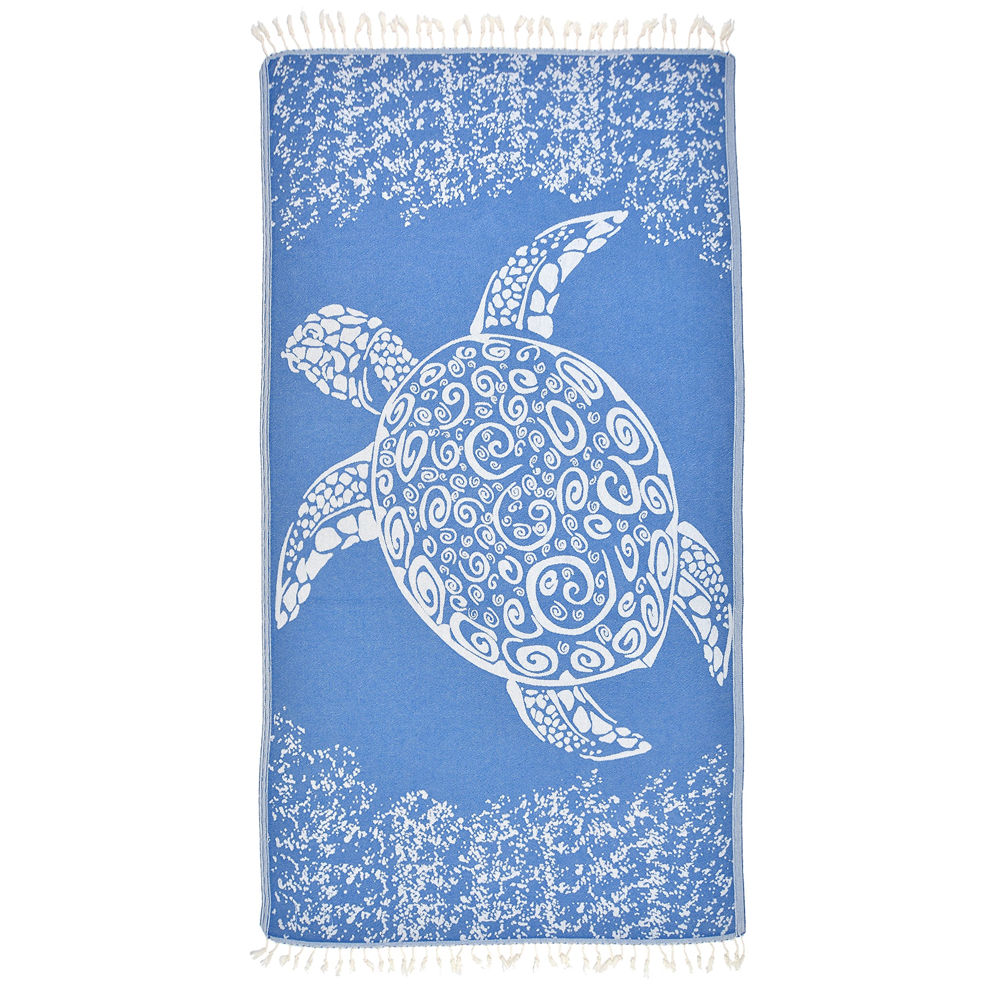 Exclusive Giant Turtle Peshtemal Pure Cotton Beach Towel, featuring a vibrant turtle design, perfect for beach and outdoor use.