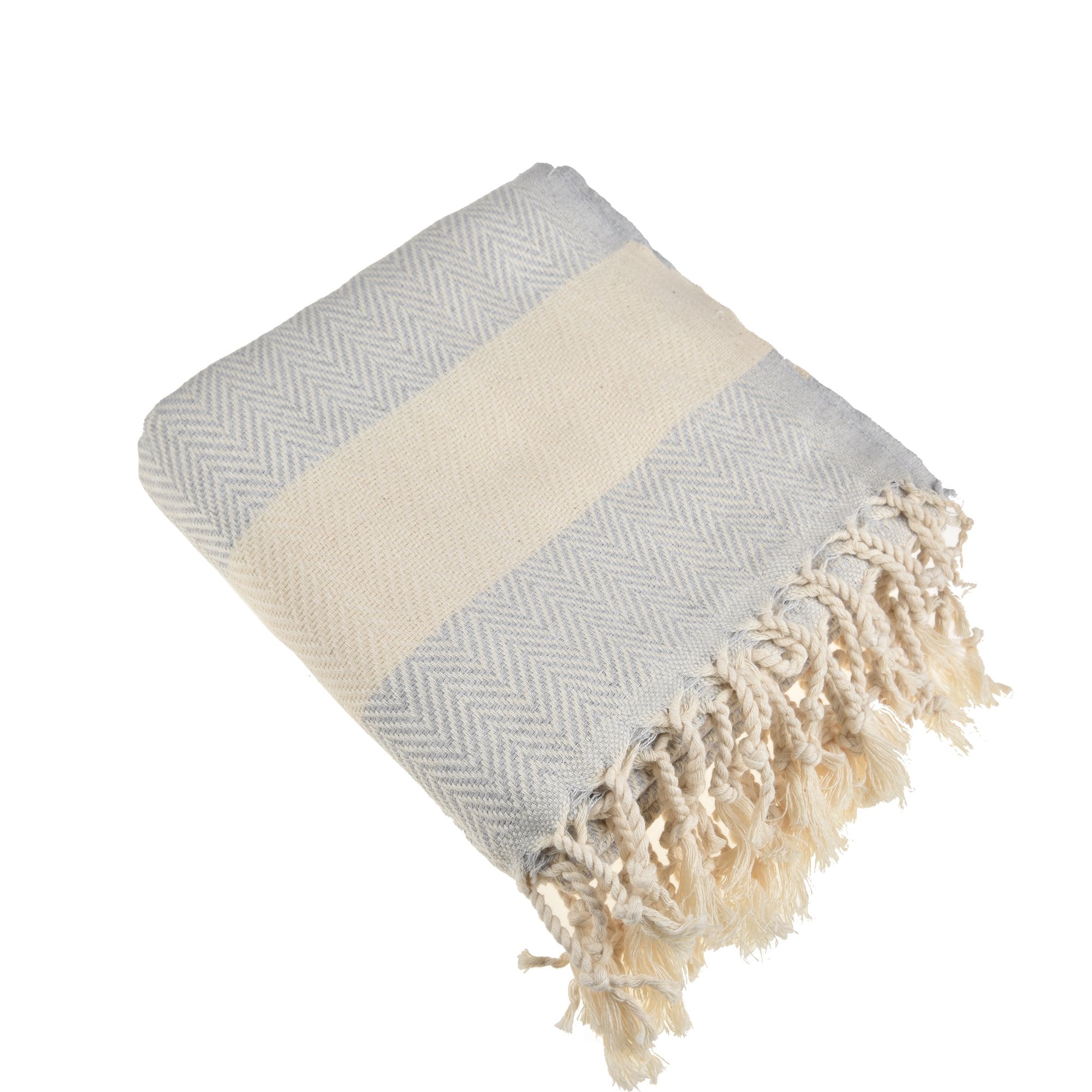 Herring Throw Blanket made of 100% cotton, measuring 38'' x 70'', ideal for various uses like beach, gym, and picnics.