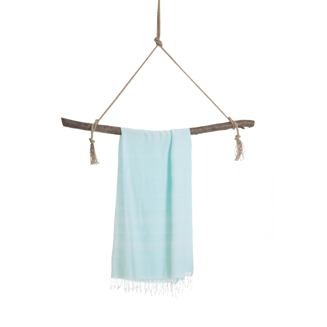 Ipanema Hammam Turkish Towel in mint color, made from 100% cotton, displayed in a recycled gift box, perfect for kids.