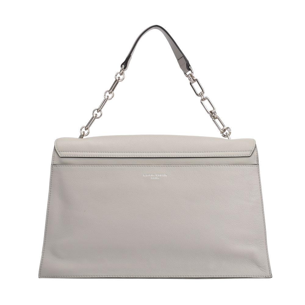 Maria Carla Luxury Leather Handbag in smooth cow leather with chain handle and silver metal detailing, featuring a spacious main compartment and adjustable strap.