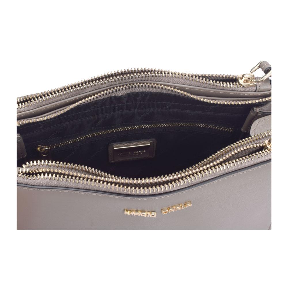 Maria Carla Luxury Leather Handbag in smooth cow leather, featuring adjustable straps, silver metal detailing, and a stylish design.