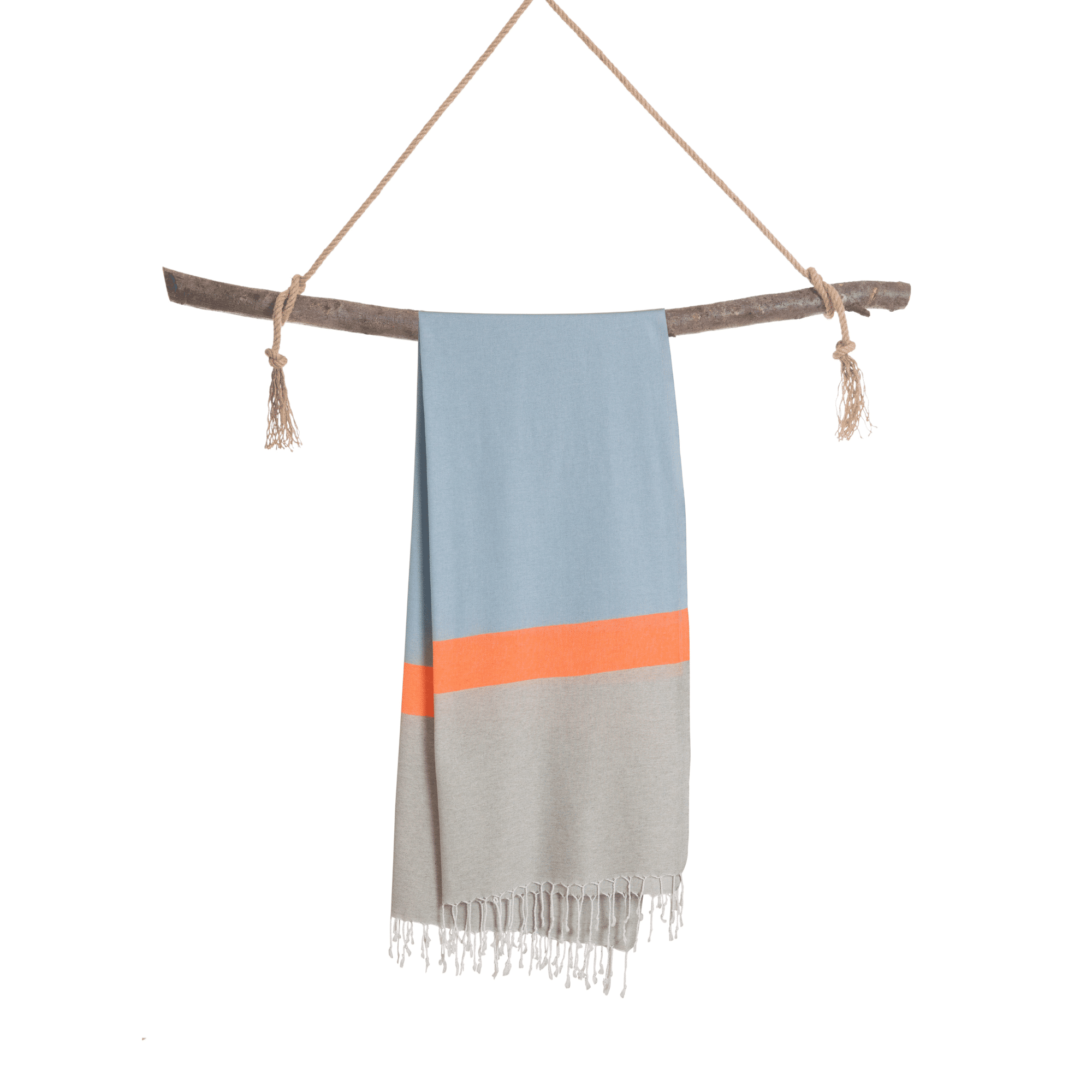 Neon Two-in-One Beach Towel and Bag in blue and grey, made from recycled cotton, showcasing its stylish design and functionality.