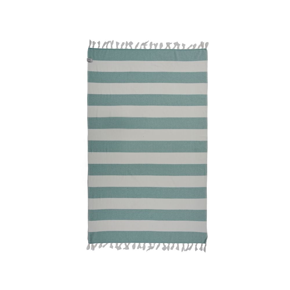 Violet Beach Towel made of soft Turkish cotton with white fringes, perfect for beach or home use.