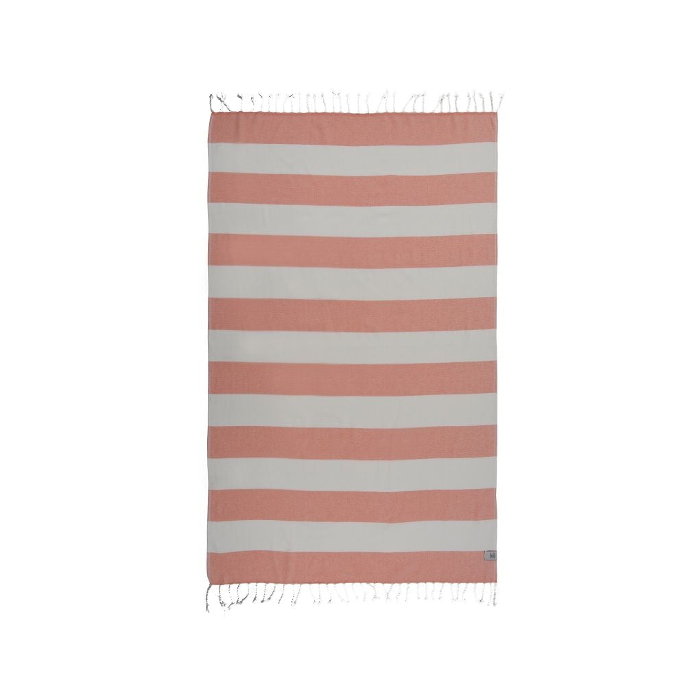 Violet Beach Towel made of soft Turkish cotton with white fringes, perfect for beach or home use.