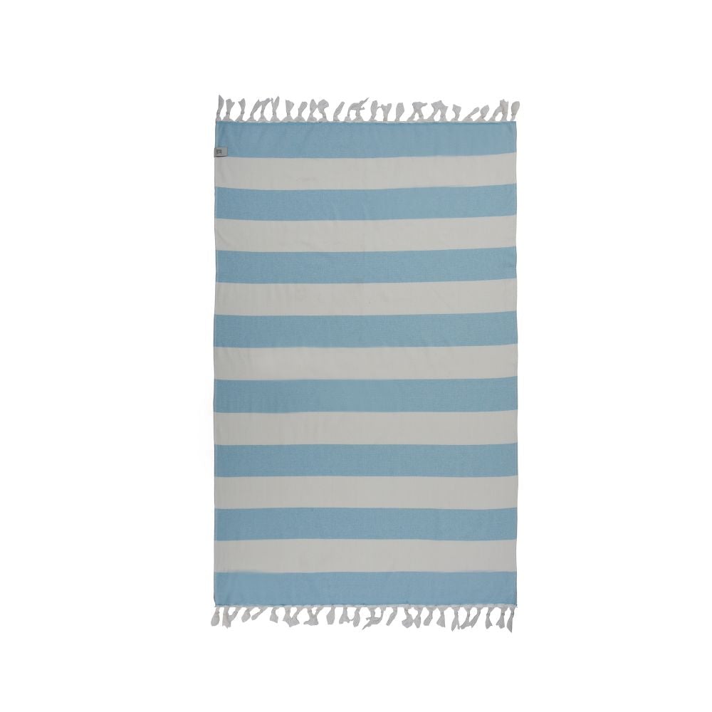 Violet Beach Towel made of soft Turkish cotton with white fringes, perfect for beach or home use.