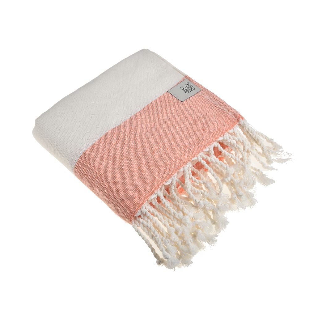 Violet Beach Towel made of soft Turkish cotton with white fringes, perfect for beach or home use.