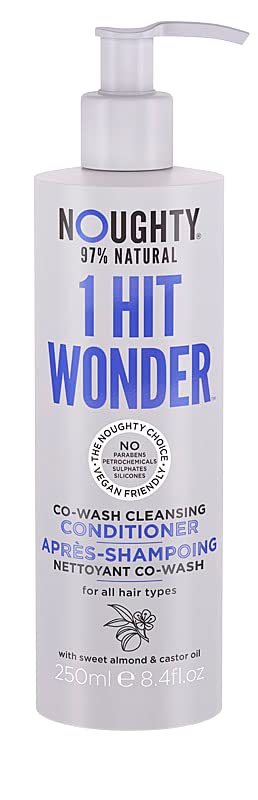 Noughty 1 Hit Wonder Co-Wash Cleansing Conditioner bottle with a sleek design, showcasing its natural ingredients and benefits for hair care.