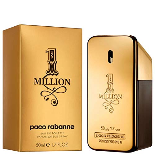 1 Million Eau De Toilette by Paco Rabanne in a luxurious gold bottle, showcasing its elegant design and rich fragrance.