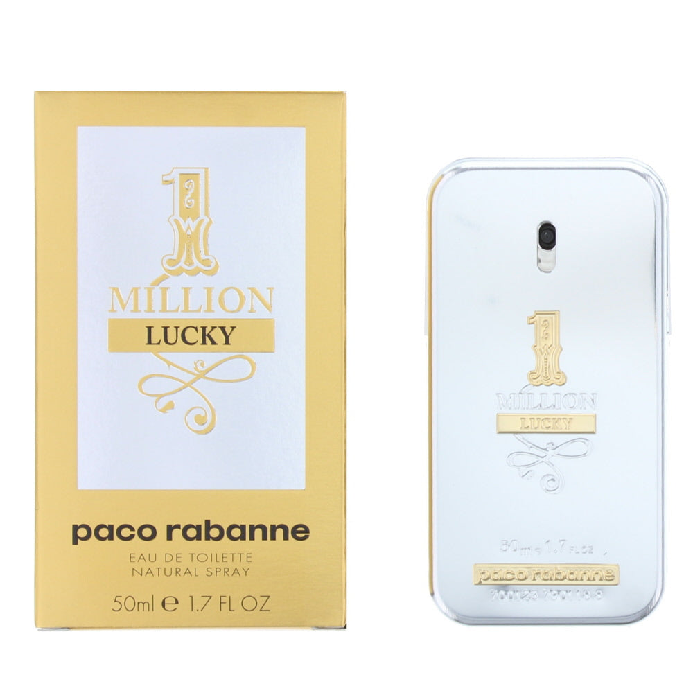 1 Million Lucky Eau de Toilette by Paco Rabanne in a sleek gold bottle, symbolizing luxury and confidence.