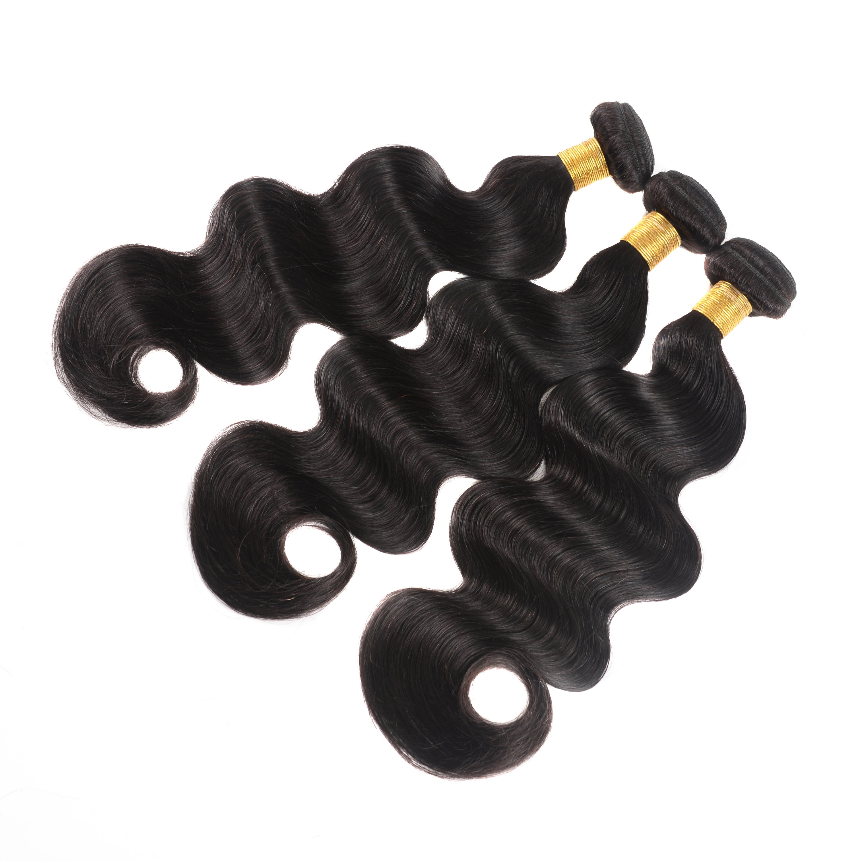 10A Grade Body Wave Peruvian Human Hair Bundles in natural black color, showcasing soft waves and high-quality texture.