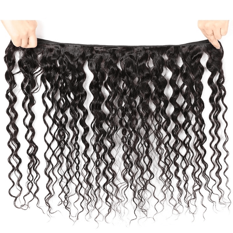 10A Grade Deep Wave Brazilian Human Hair Bundles in natural black color, showcasing luxurious texture and volume.