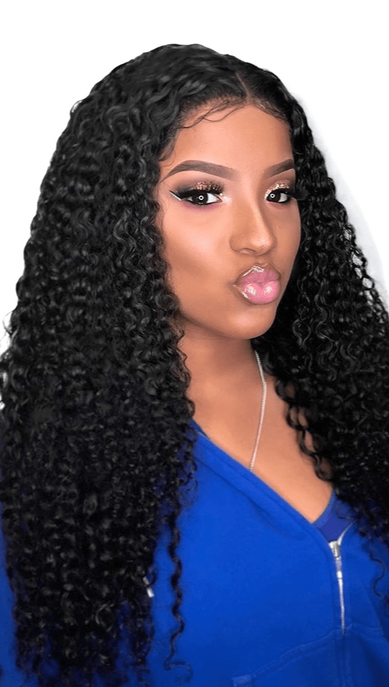 10A Grade Kinky Curly Human Hair bundles with 4x4 closure and 13x4 frontal, showcasing natural curls and high-quality texture.