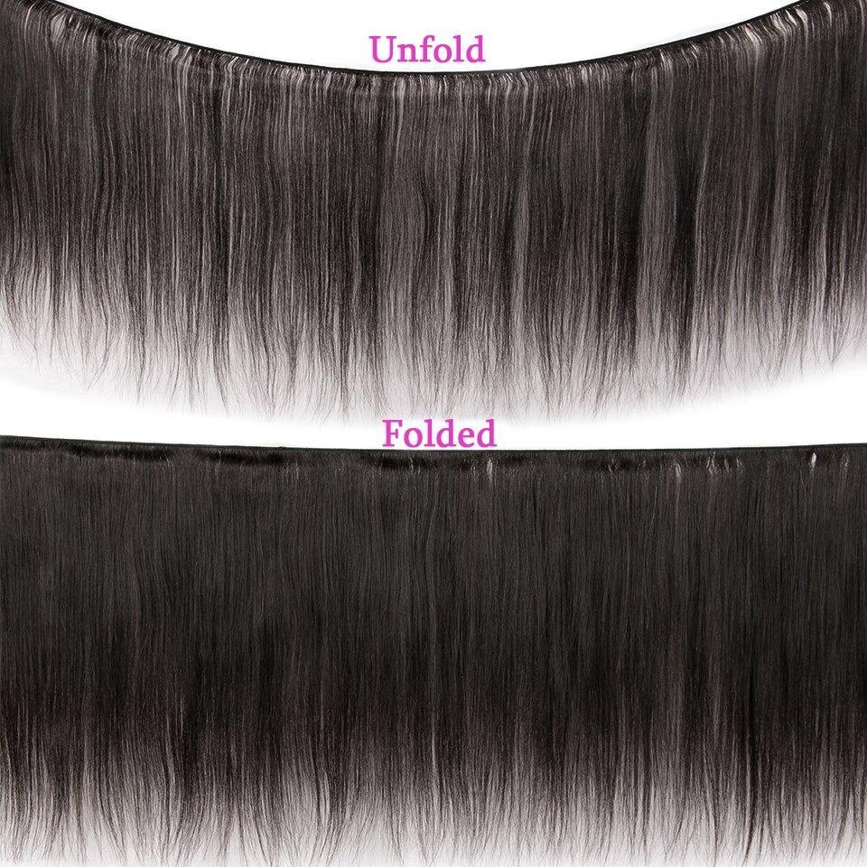 10A Grade 3/4 Straight Curve Fumi Human Hair bundles with 4x4 Closures, showcasing natural color and luxurious texture.