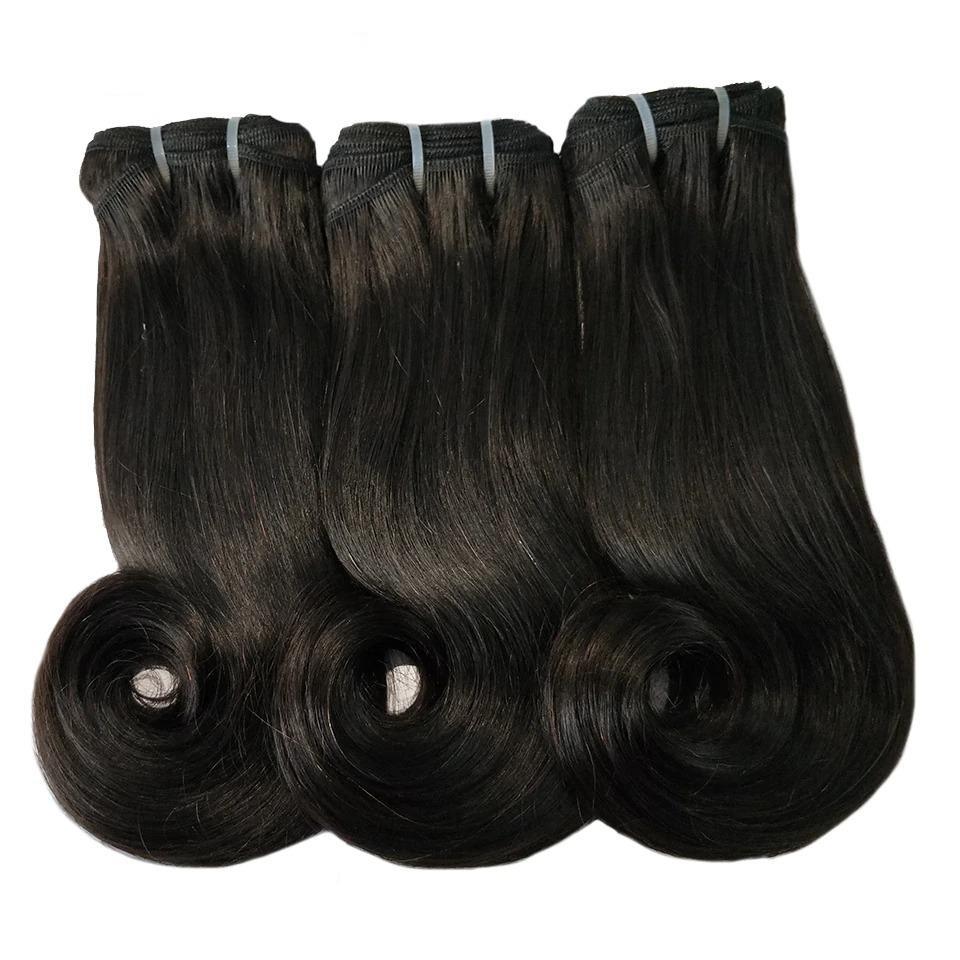 10A Grade 3/4 Straight Curve Fumi Human Hair bundles with 4x4 Closures, showcasing natural color and luxurious texture.