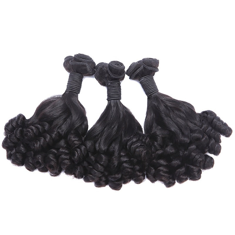 10A Grade Brazilian 3/4 Spiral Curl Human Hair bundles with a 4x4 closure, showcasing bouncy curls and natural color.