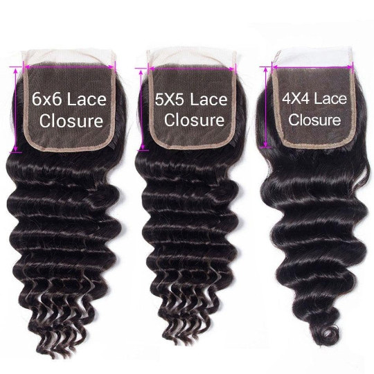 10A Grade Deep Wave Brazilian Lace Closure in natural color with medium brown lace, showcasing its luxurious texture and volume.