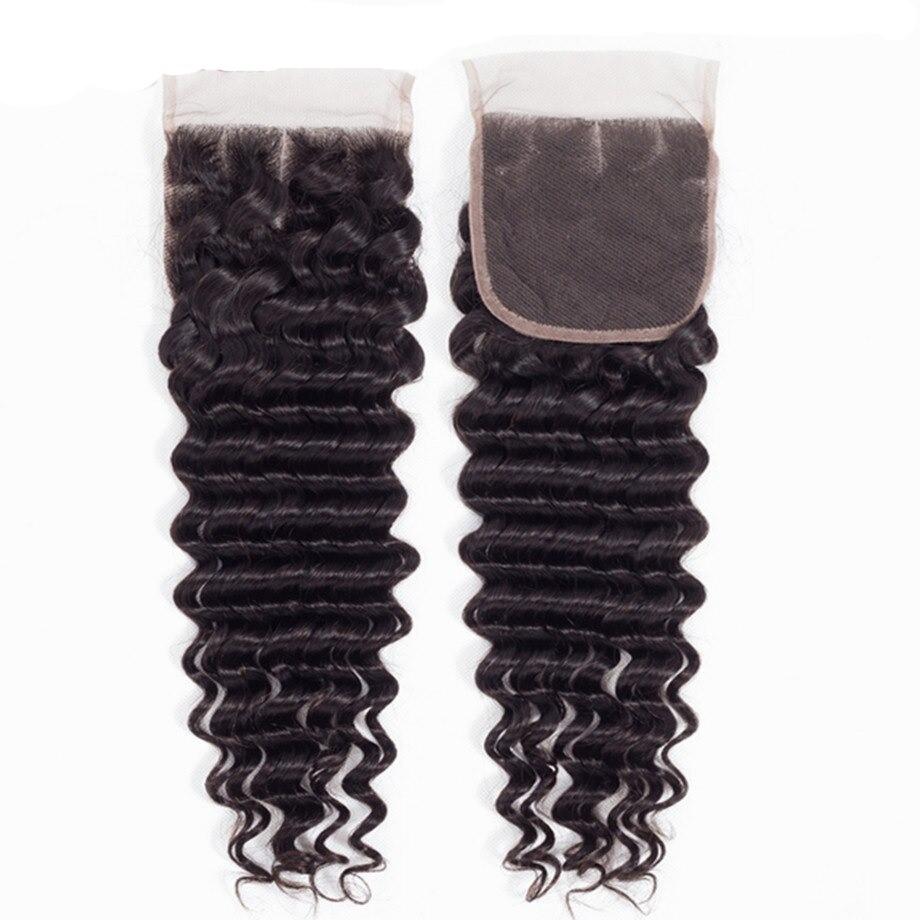 10A Grade Deep Wave Brazilian Lace Closure in natural color with medium brown lace, showcasing its luxurious texture and volume.