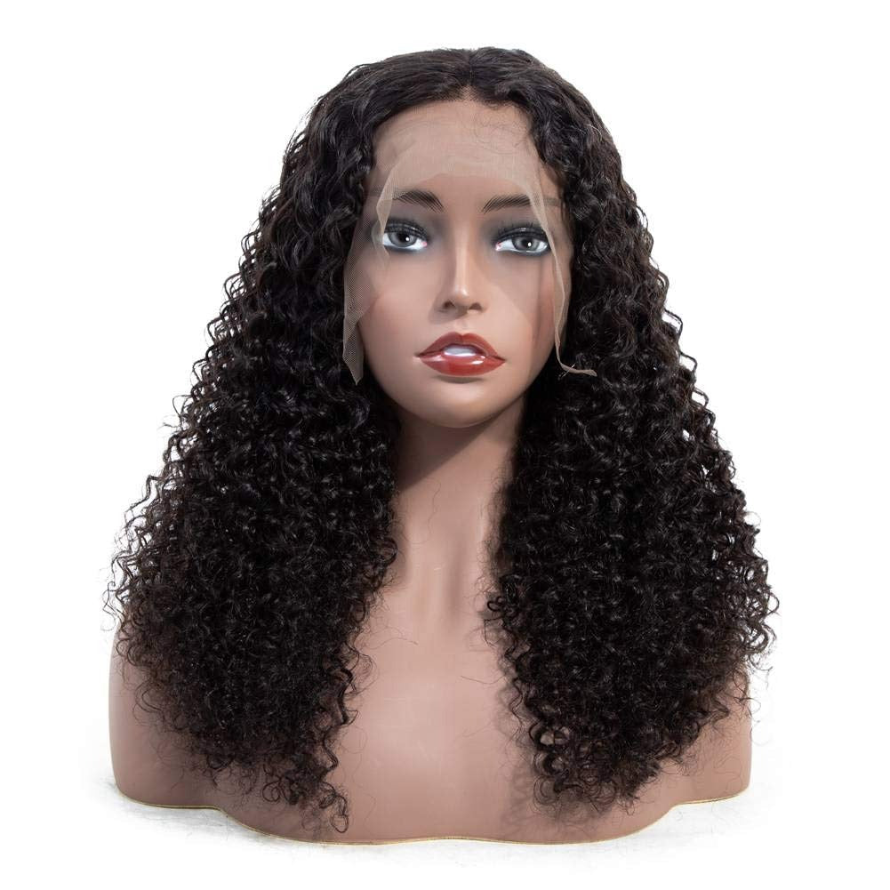 13x1x4 Jerry Curl Lace Wig in natural color, showcasing its soft curls and transparent lace for a realistic look.