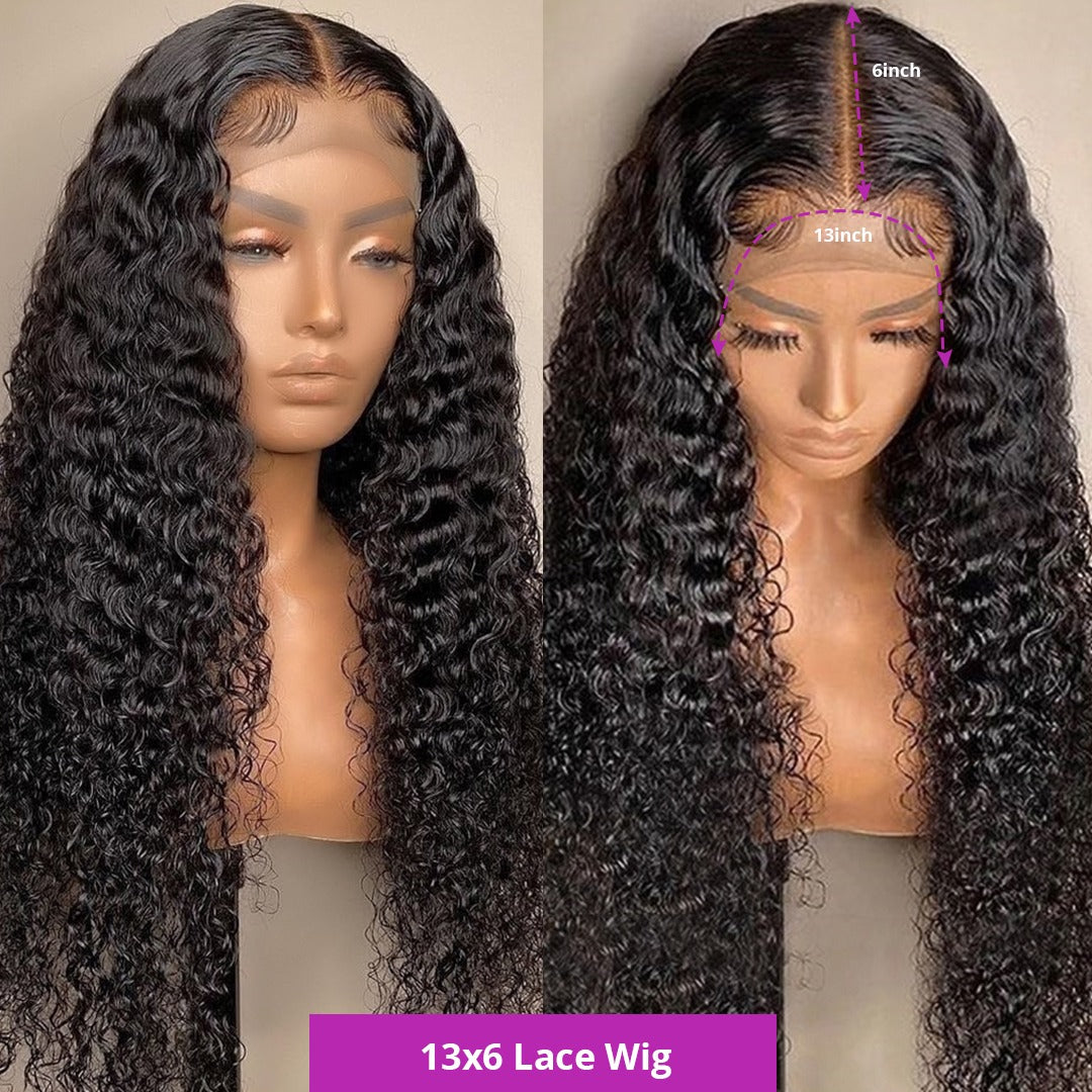 A 13x4 HD Transparent Lace Front Jerry Curl Human Hair Wig showcasing beautiful curls and a natural look, perfect for various occasions.