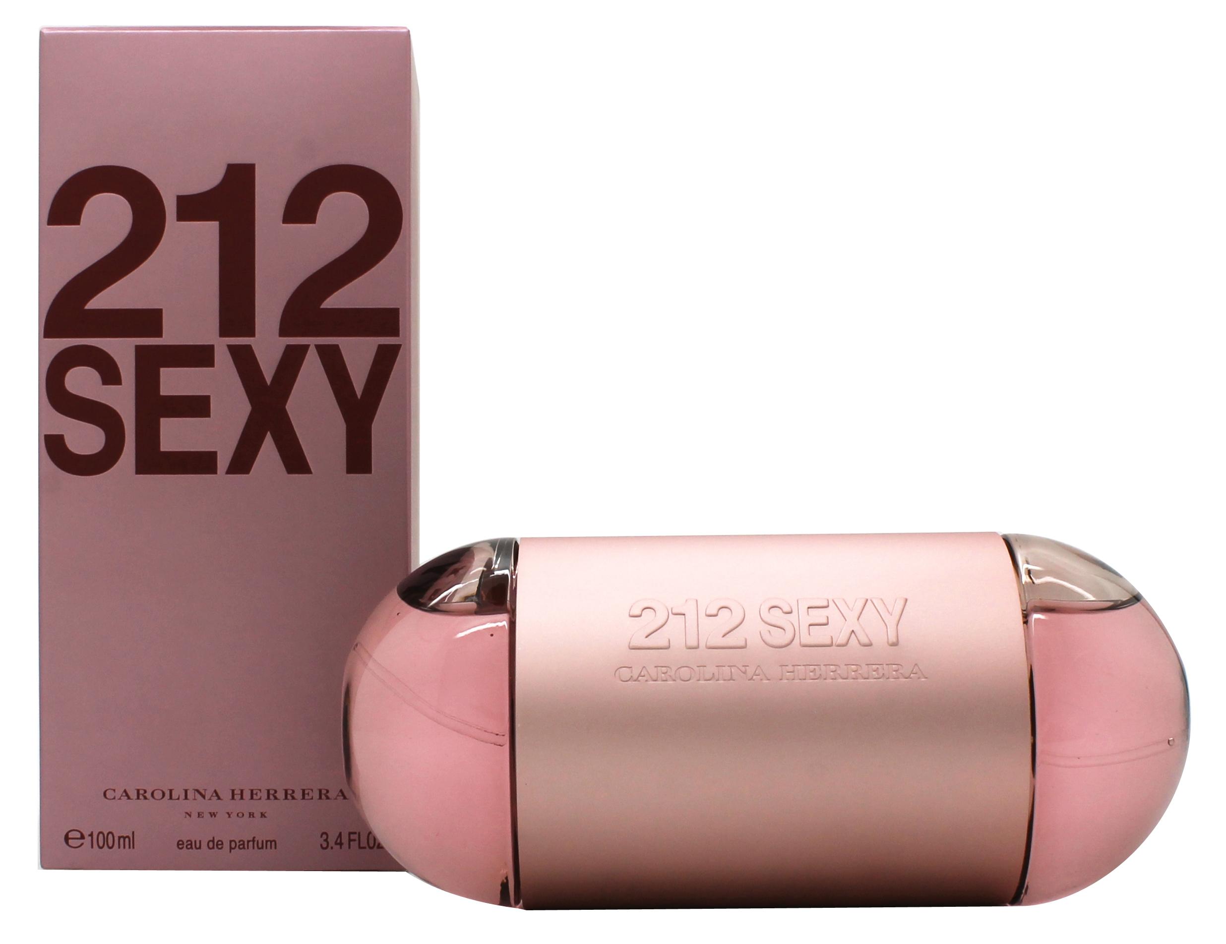 212 Sexy Eau de Parfum by Carolina Herrera in an elegant bottle, showcasing its seductive amber floral fragrance.