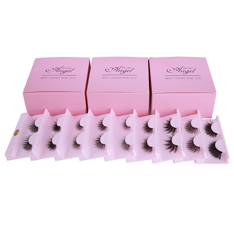 30 pairs of luxurious 3D mink lashes in a packaging box, showcasing various styles and lengths for makeup application.