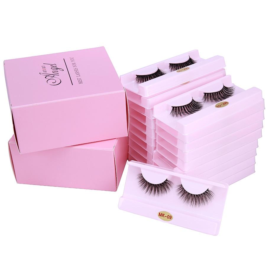 30 pairs of luxurious 3D mink lashes in a packaging box, showcasing various styles and lengths for makeup application.