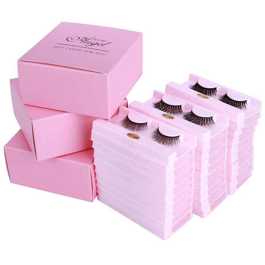 30 pairs of luxurious 3D mink lashes in a packaging box, showcasing various styles and lengths for makeup application.