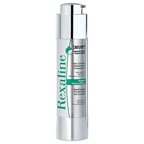 Rexaline 3D Hydra-DepolluSkin Protecting Gel-Cream in a sleek jar, showcasing its hydrating and protective properties.