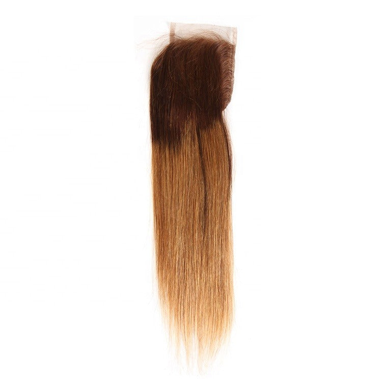 High-quality #4/30 Straight Ombre 10A Grade Body Wave hair bundles with a 4x4 lace closure, showcasing beautiful color transition and texture.