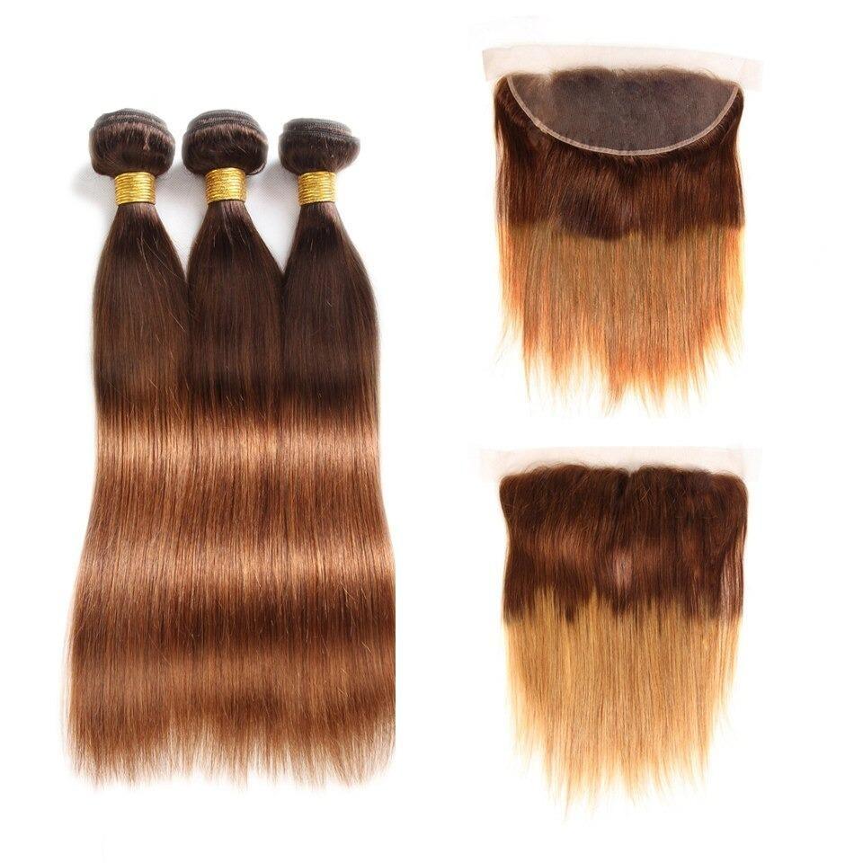 High-quality #4/30 Straight Ombre 10A Grade Body Wave hair bundles with a 4x4 lace closure, showcasing beautiful color transition and texture.