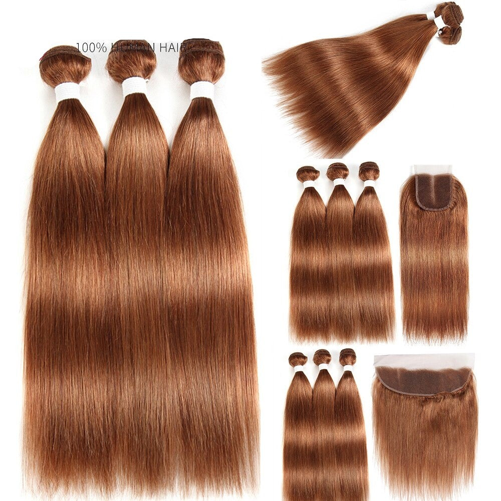 High-quality #4/30 Straight Ombre 10A Grade Body Wave hair bundles with a 4x4 lace closure, showcasing beautiful color transition and texture.