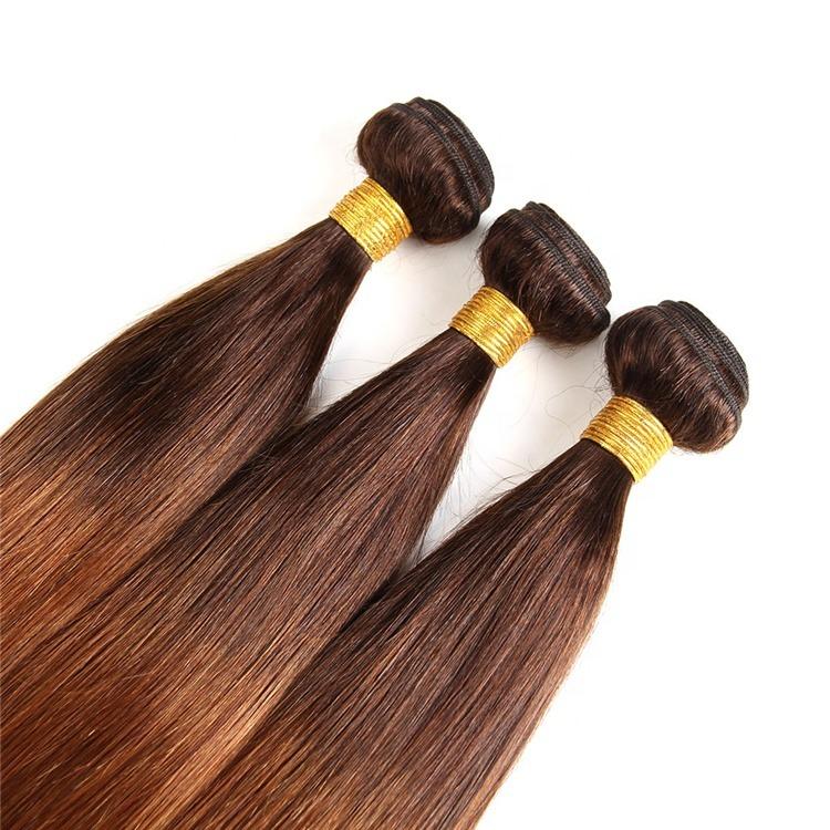 High-quality #4/30 Straight Ombre 10A Grade Body Wave hair bundles with a 4x4 lace closure, showcasing beautiful color transition and texture.