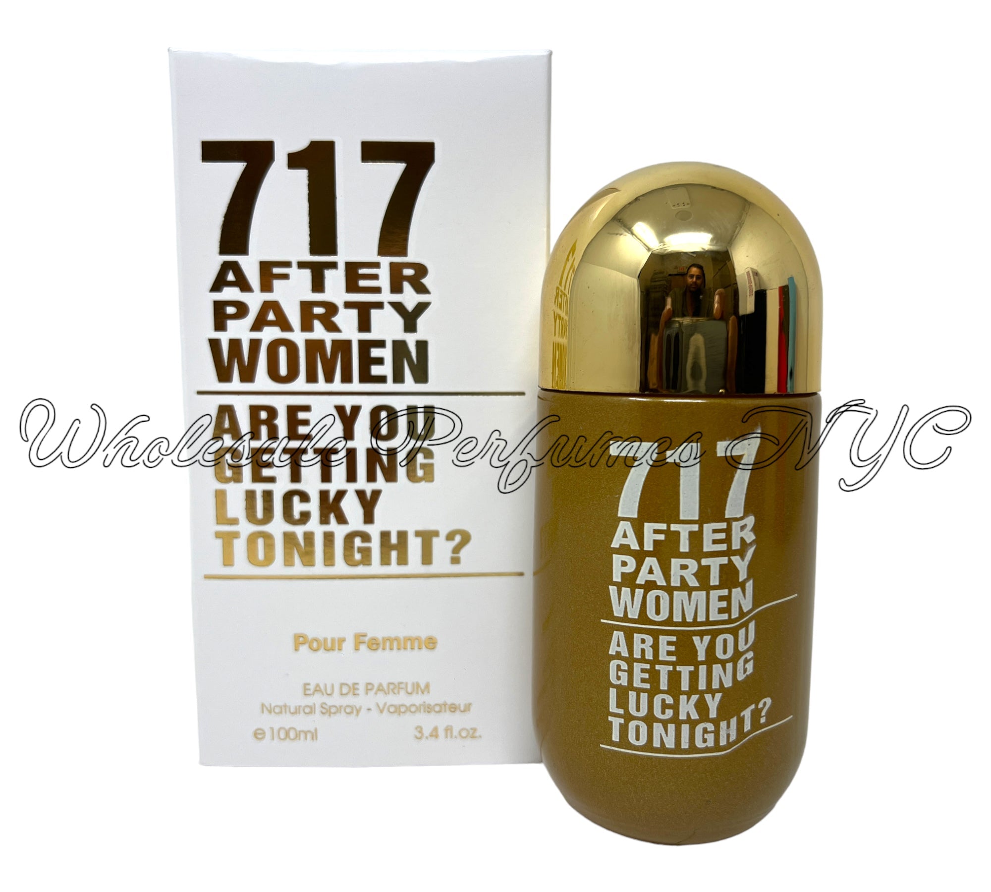 Elegant bottle of 717 After Party for Women Eau de Parfum, showcasing its luxurious design and 3.4oz size.