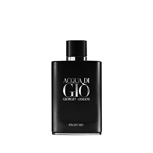 Acqua di Gio Profumo Eau de Parfum by Giorgio Armani in an elegant dark glass bottle, showcasing its sophisticated design.