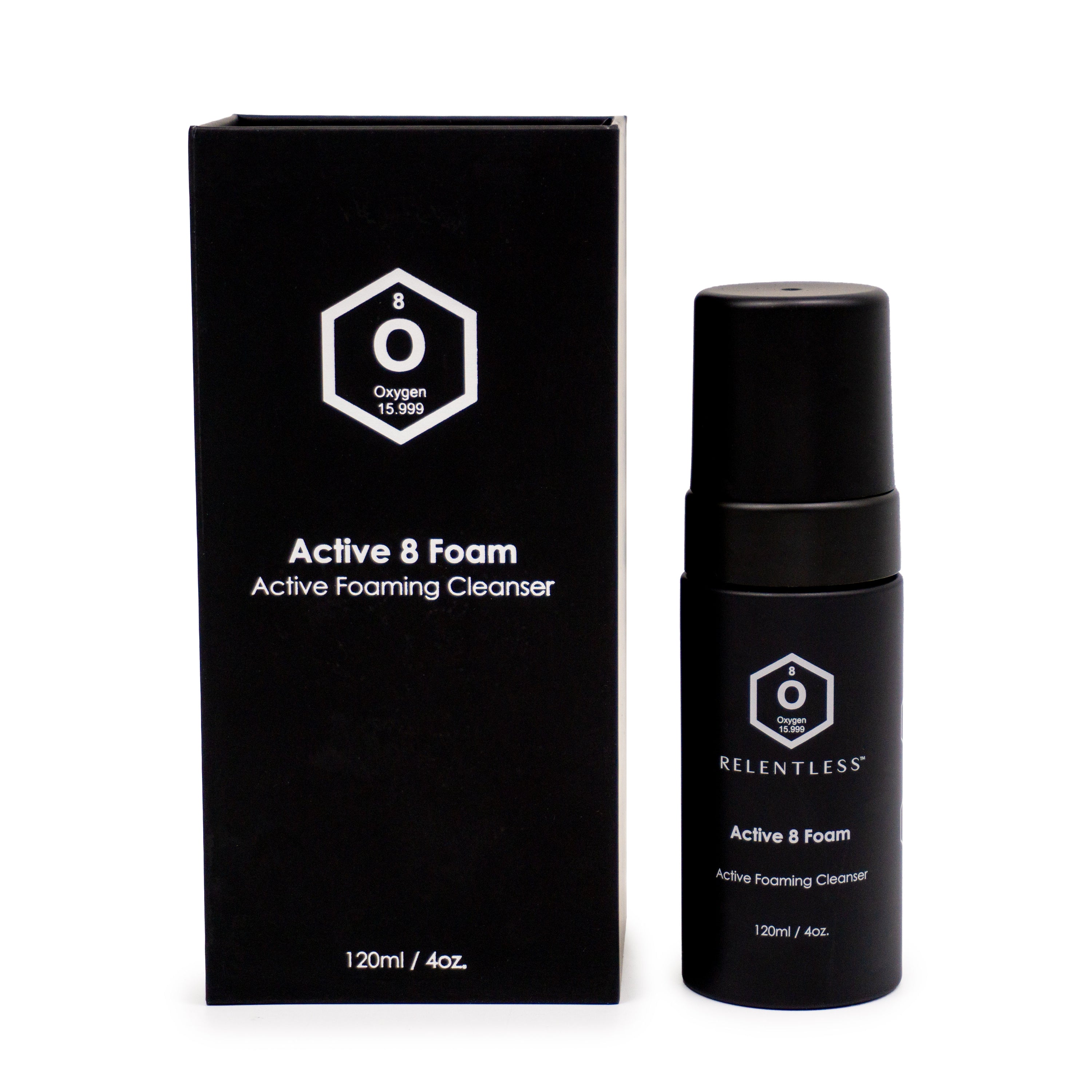 Active 8 Foam Active Foaming Cleanser for Men in a 100 ml bottle, showcasing its sleek design and natural ingredients.