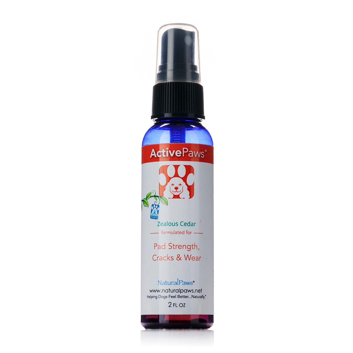 Active Paws Paw Spray in a 2 oz bottle, designed for soothing and repairing dog paw pads after outdoor activities.