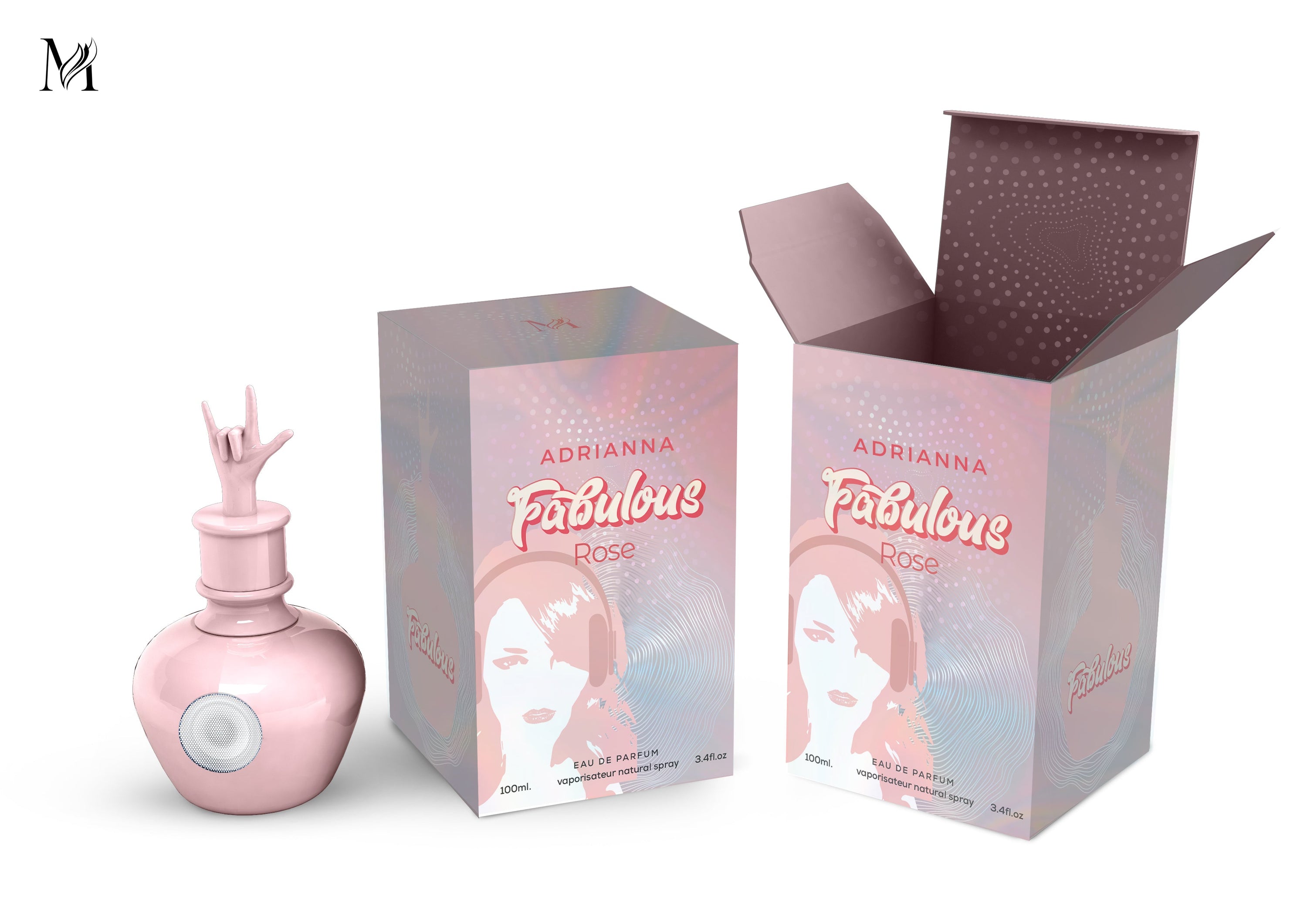 Adrianna Fabulous Rose for Women 3.4oz Eau de Parfum Spray with elegant floral design on the bottle.