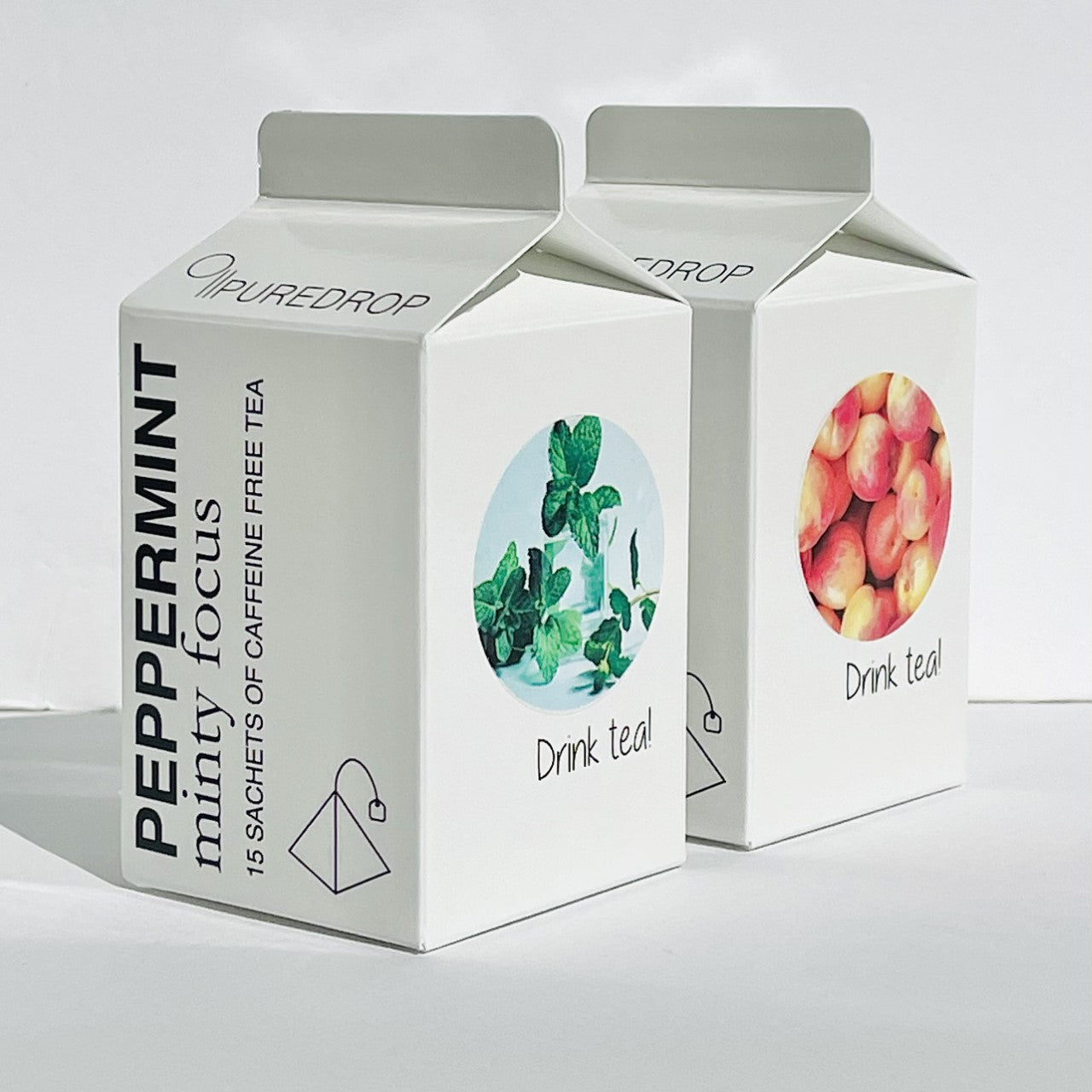 A box of After 12pm White Peach Tea sachets featuring elegant packaging with peach and floral designs.