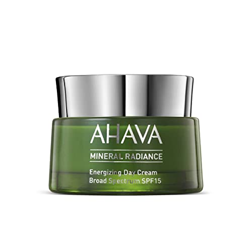 Ahava Mineral Radiance Day Cream SPF15 in a sleek jar, showcasing its luxurious texture and packaging.