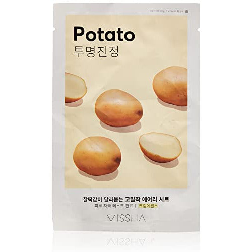 Missha Airy Fit Sheet Mask featuring potato extract, designed for hydration and nourishment.