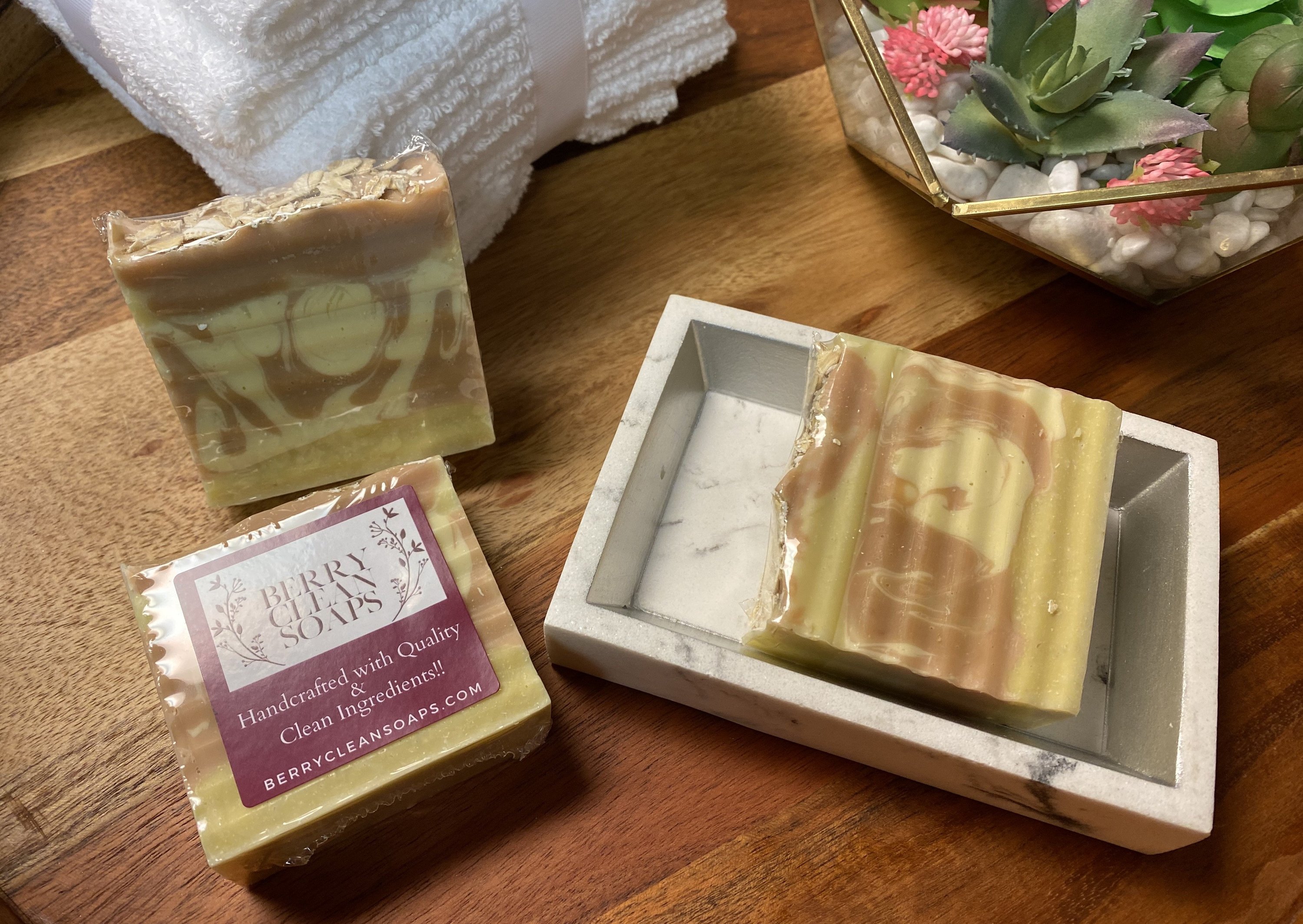 Almond Oats Soap bar with oatmeal texture and almond scent, showcasing its creamy lather and natural ingredients.