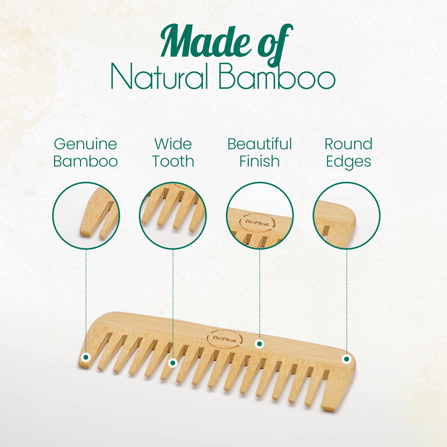 All-Natural Bamboo Hair Comb, eco-friendly grooming tool for men and women, promoting healthy hair growth and scalp care.